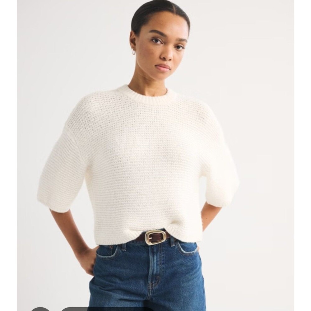 Abercrombie Fitch women XL White Chunky Textured Pullover Sweater